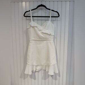 Black Halo White Ruffle Dress